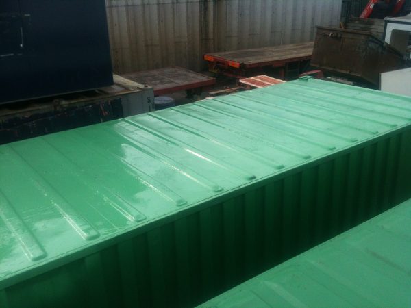 Green 20ft x 8ft Used Shipping Container top