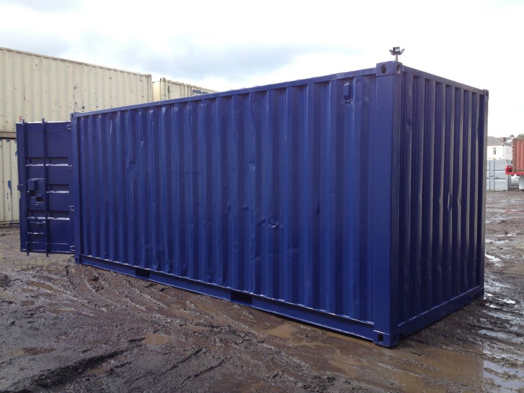 20ft x 8ft Blue Used Shipping Container www.globalshippingcontainers.co.uk