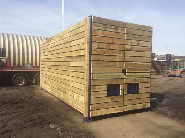 20ft x 8ft Blue Used High Cube Shipping Container Timber Cladded