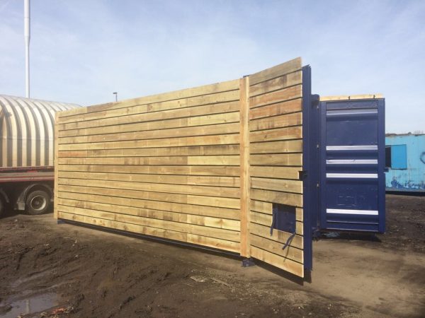 20ft x 8ft Blue Used High Cube Shipping Container Timber Cladded