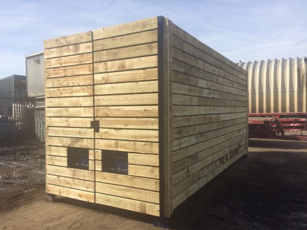 20ft x 8ft Blue Used High Cube Shipping Container Timber Cladded