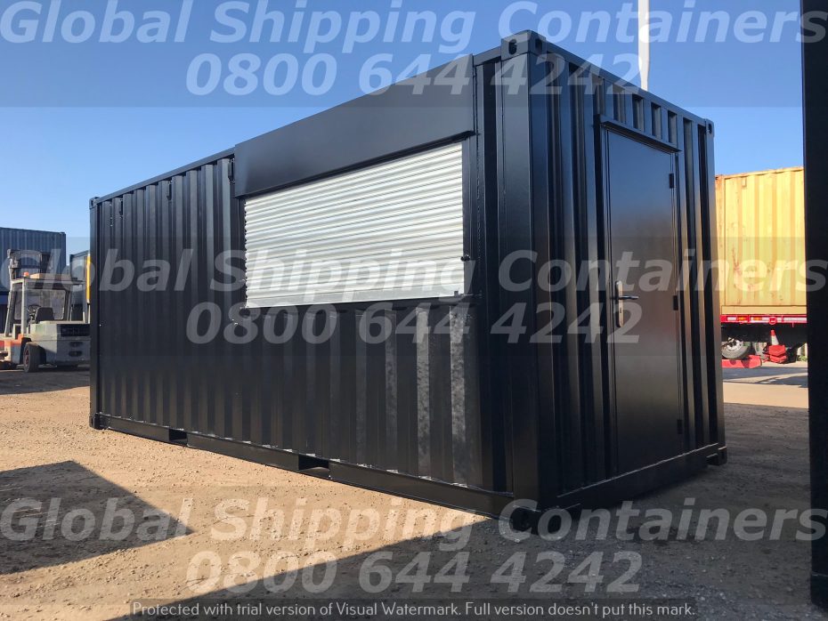 20ft x 8ft Black Roller Shutter Shipping Container Conversion | www ...